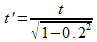 t'=t/sqrt(1-0.2&sup2;)